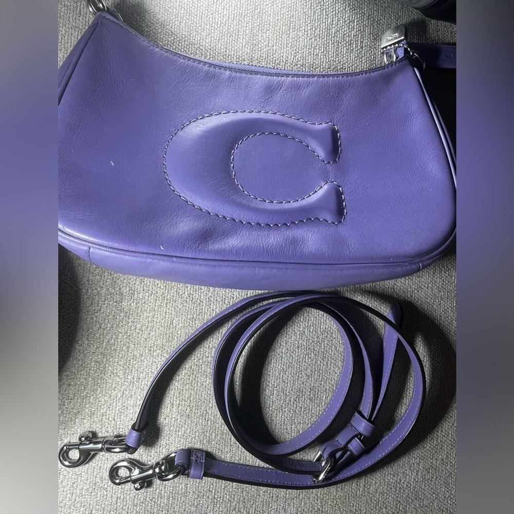 Coach Teri Shoulder Bag Light Violet Leather Crossbody - Picture 2 of 10